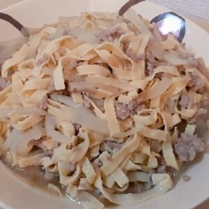 大根と豆腐皮のひき肉炒め